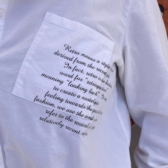 Retro preppy white relaxed button down shirt / fits women’s s/m best - Picture 5 of 6